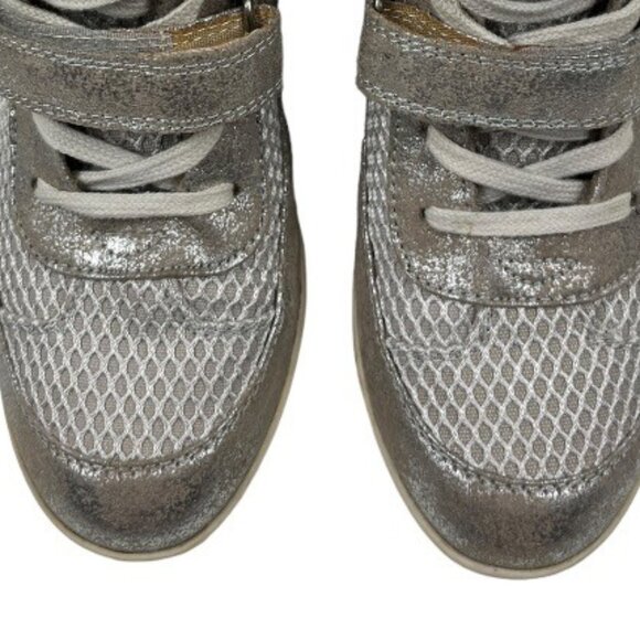 Madden Girl White Mesh Champagne Metallic Shimmer Hook & Loop Straps Size 7 - Picture 5 of 15